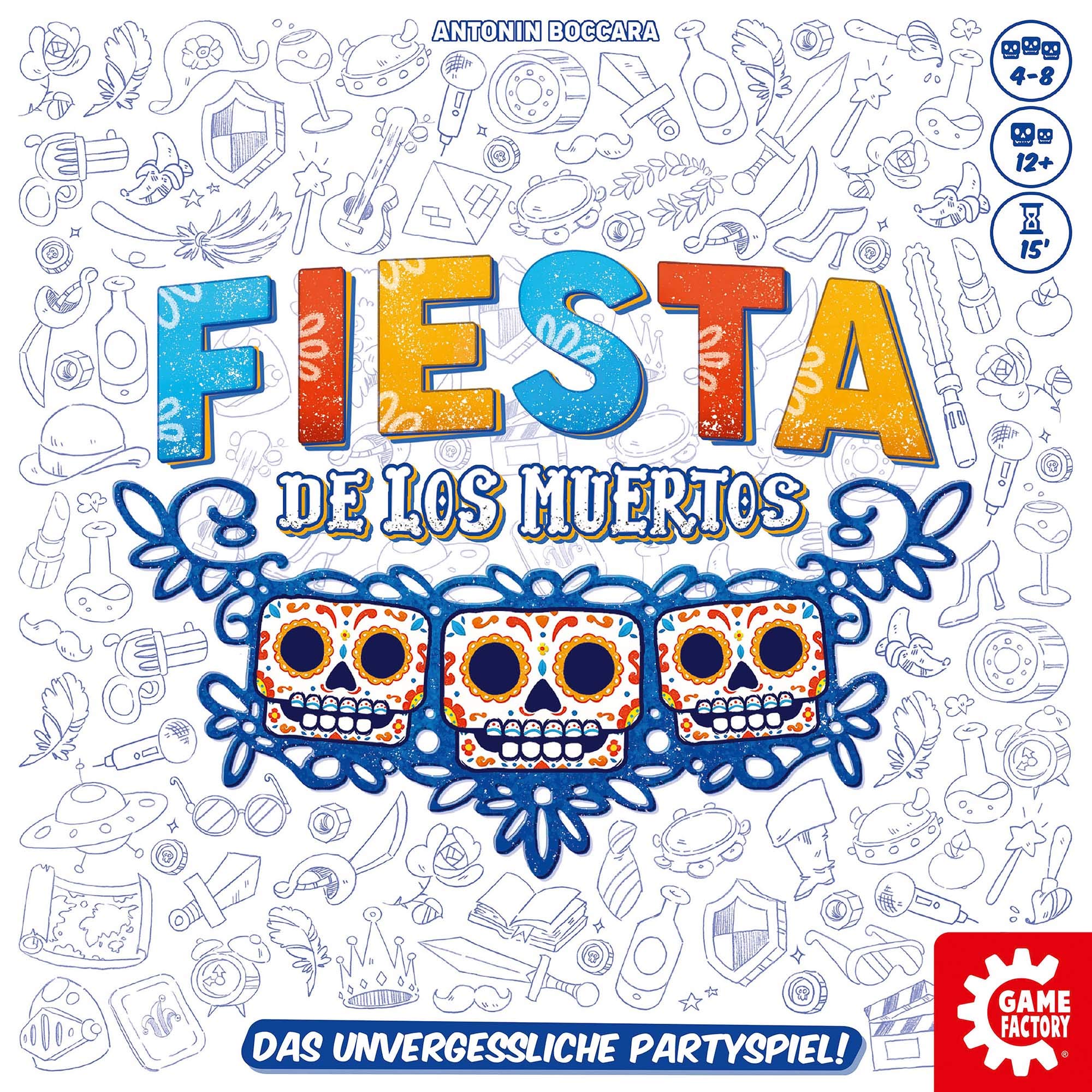 Game Factory - Fiesta de Los Muertos-Jeu de fête inoubliable avec coopératif pour 4 à 8 Joueurs à partir de 12 Ans, 646279 | Allemand