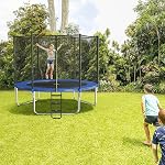 Upgrade Wide-Step Ladder for Trampoline, Heavy-Duty Steel Ladder with Non-Slip Plastic Steps, Durable and Easy Install (Three-Steps)