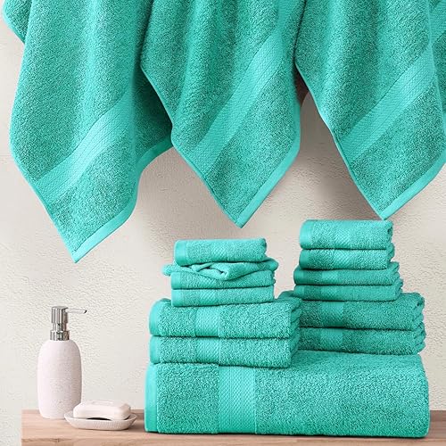 Miniatura 7 de LANE LINEN 24 toallas para baño, 100% algodón, toallas de baño de gran tamaño, toallas de spa de secado rápido, 2 toallas de baño extragrandes, 4