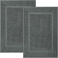 Vista 1 de DAN RIVER Juego de 2 tapetes de baño de algodón gris de 21 x 34 pulgadas, no es una alfombra de baño, toalla de baño 100% algodón hilado en anillo