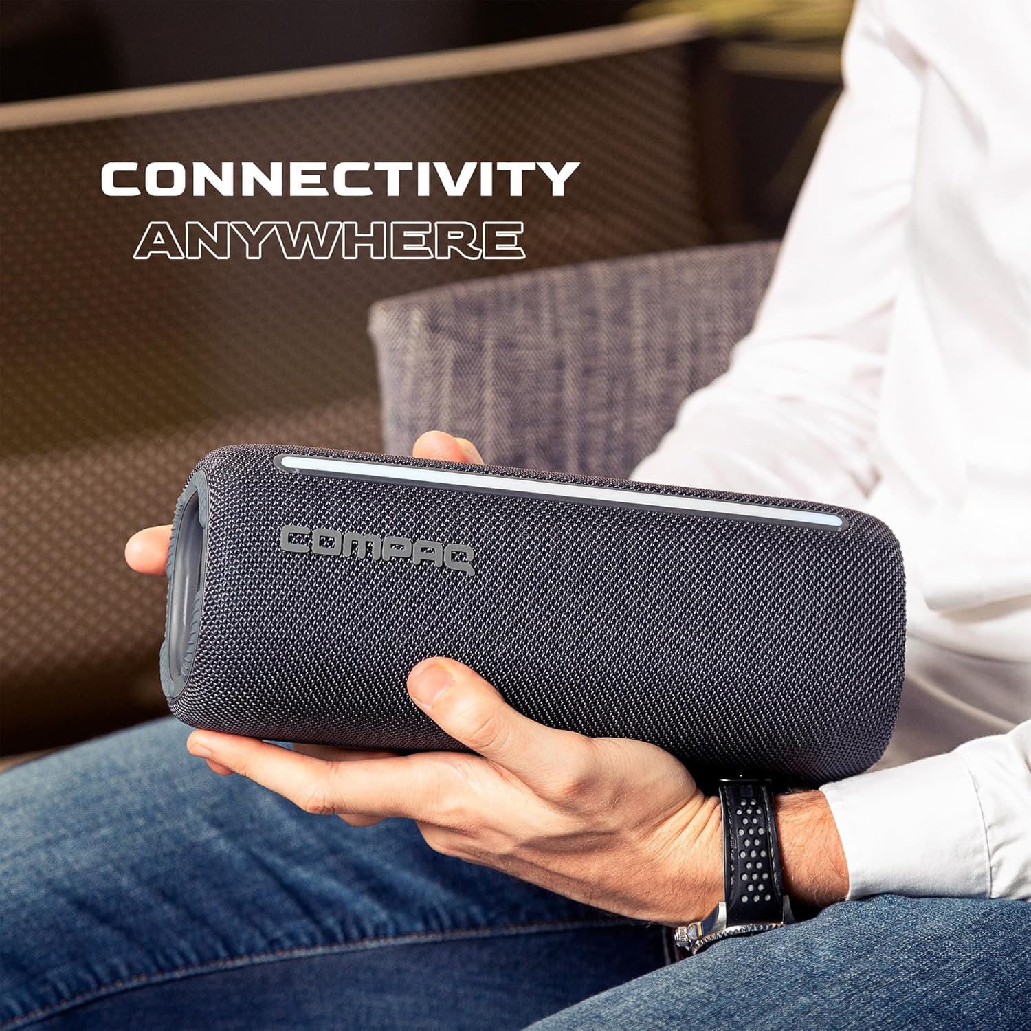 Compaq 24W Bluetooth Speaker – Portable Speaker with Bluetooth 5.0, IPX6 Waterproof, Uninterrupted Playtime, LED – Power and Performance for Indoor and Outdoor