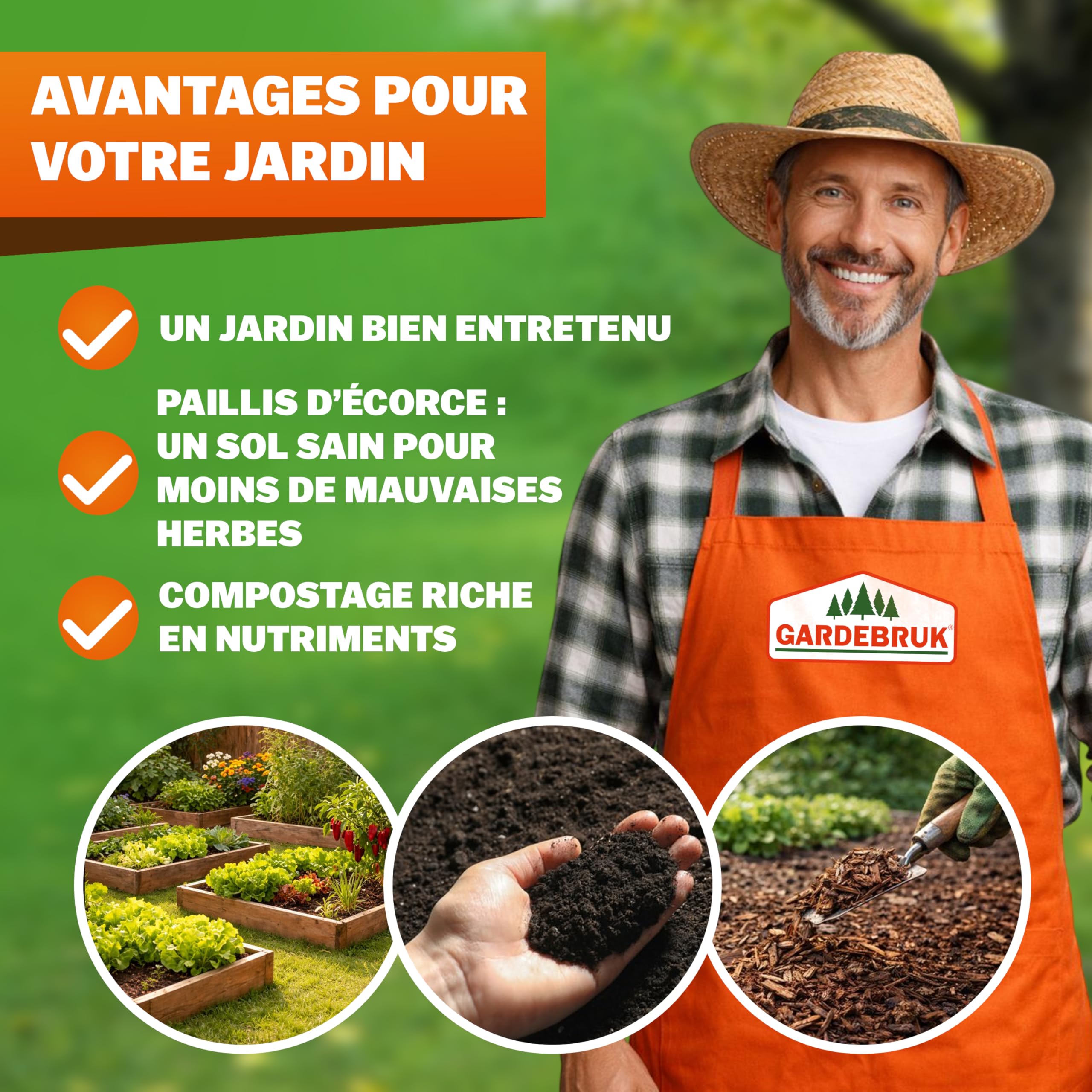 GARDEBRUK® Broyeur de végétaux électrique 3.100W Max. 45mm Sac 60L broyeur à Rotor broyeur végétaux Silencieux à Rouleau broyeur de Jardin déchets Verts
