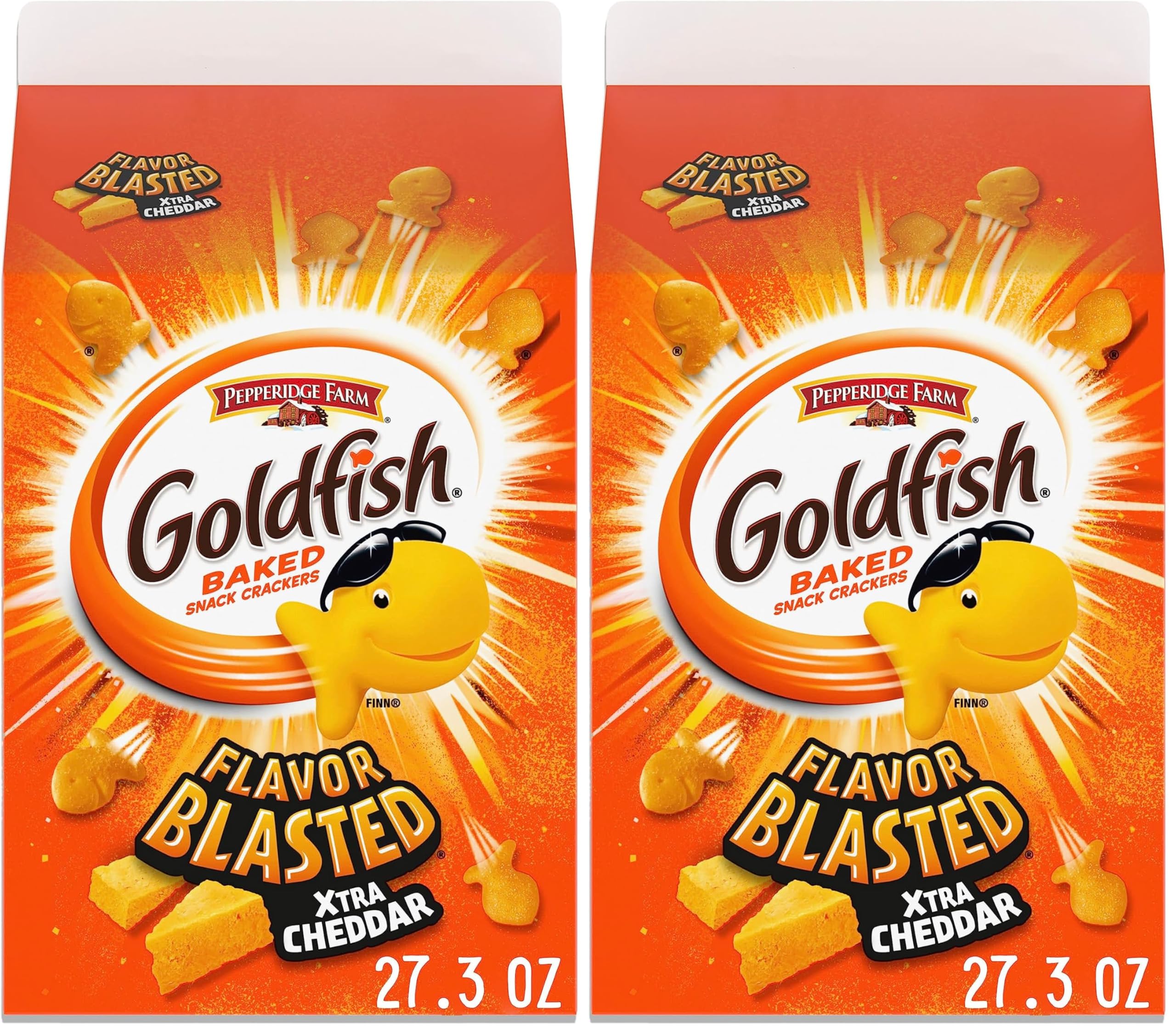 Goldfish Flavor Blasted Xtra Cheddar Cheese Crackers, 27.3 oz Carton (Pack of 2)