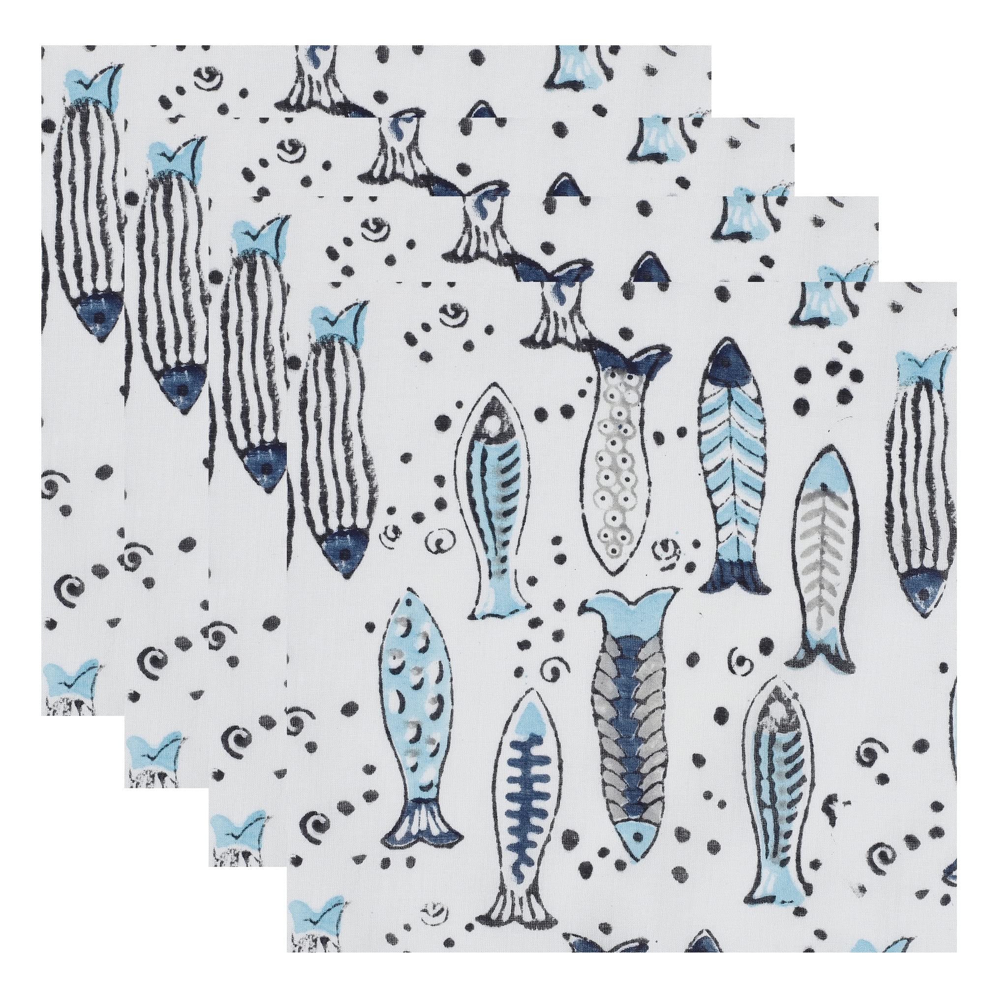 Ravaiyaa - Attitude is everything Cotton Kitchen Cloth Napkin 6 Piece Set Hand Block Printed Napkin (15 X 15 Inch, White Blue Fish) (B09LQG7TT4) Amazon Price History, Amazon Price Tracker