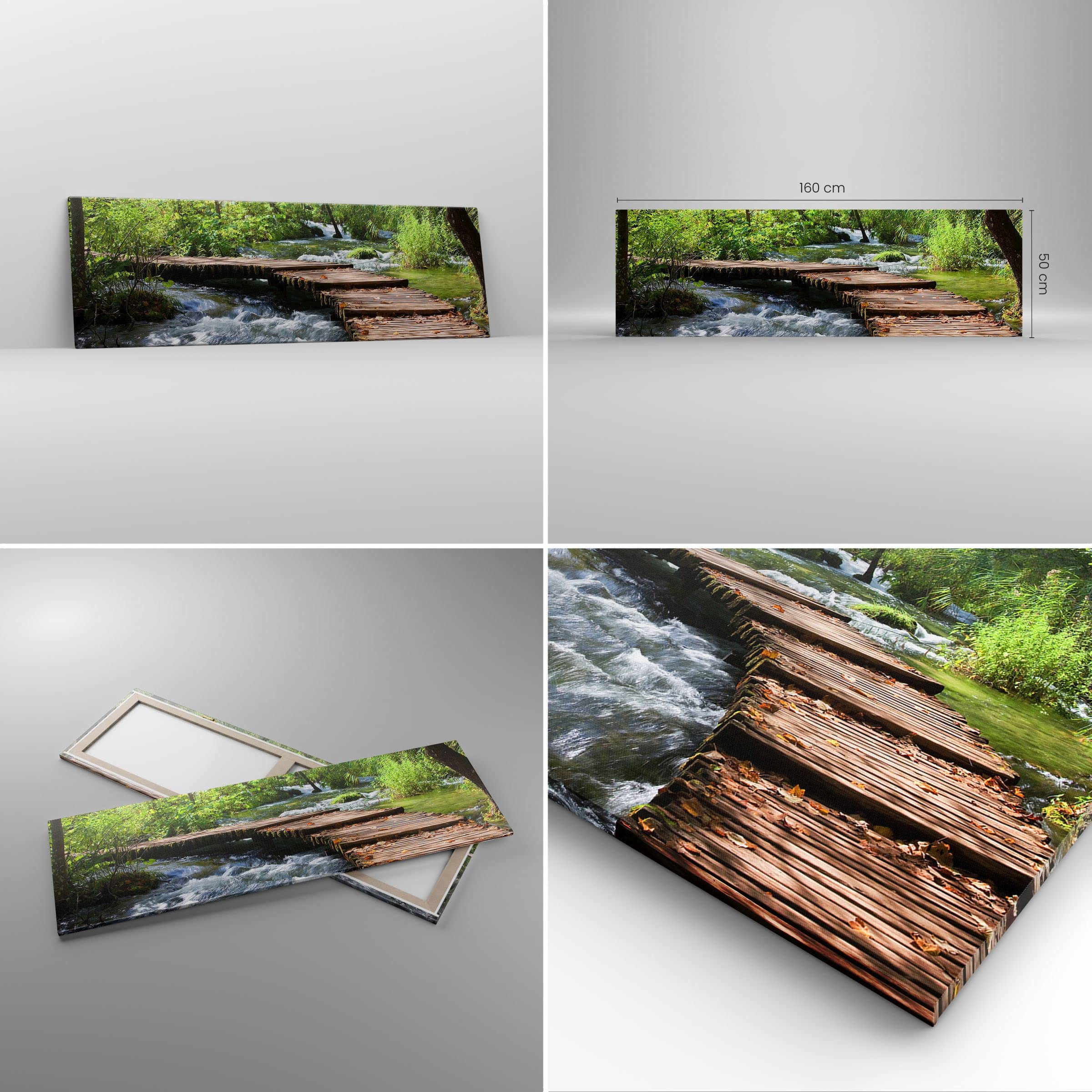 ARTTOR Cuadro Decorativo 160x50cm Moderno Panorámico Paisajes Bosque - 0356 | Parque Naturaleza Árboles Cuadro sobre Lienzo Grande Arte mural Decoración del Hogar Salón Dormitorio Cuadros de Pared