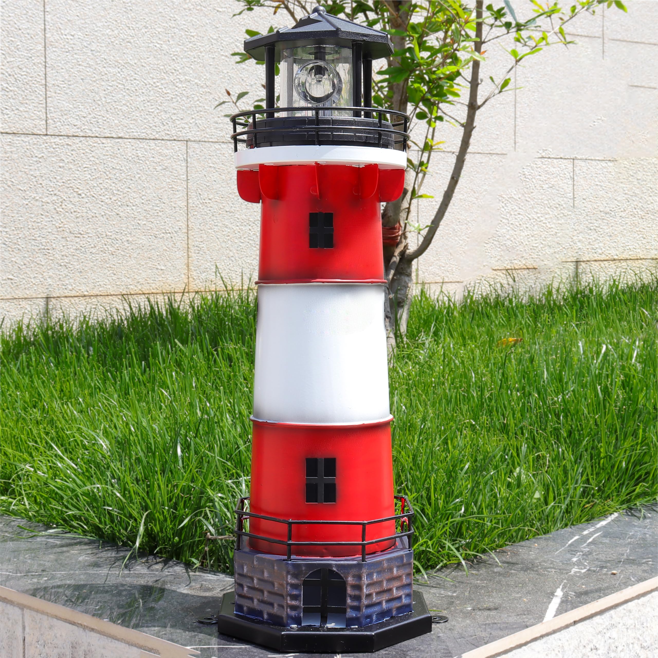 Lighthouse Metal Lawn Decorations Suyorpe Solar Garden Lights Outdoor