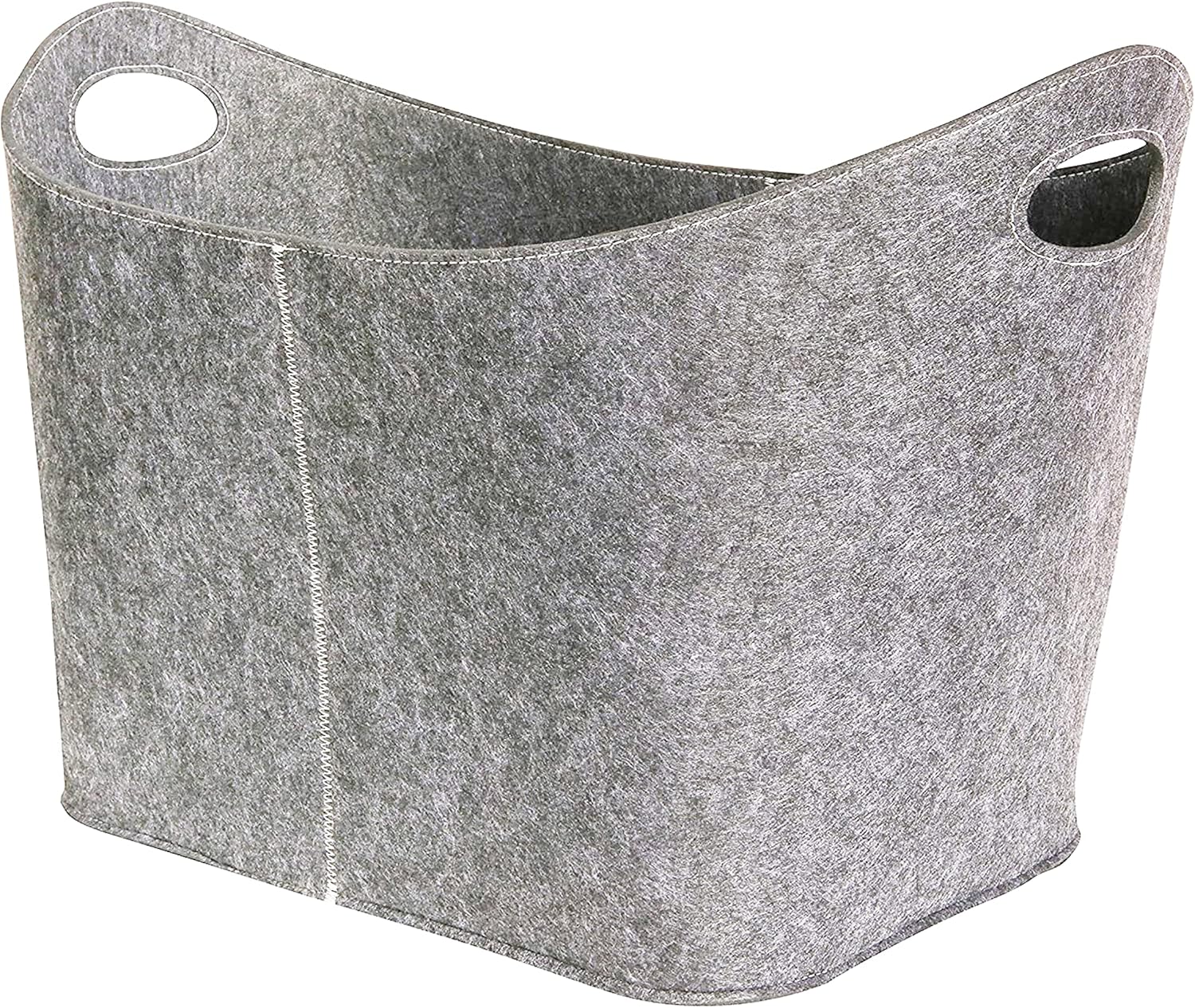 XXL Filzkorb Für Kaminholz 45x32x40cm - Hellgrauer Holzkorb Mit Verstärkten Griffen