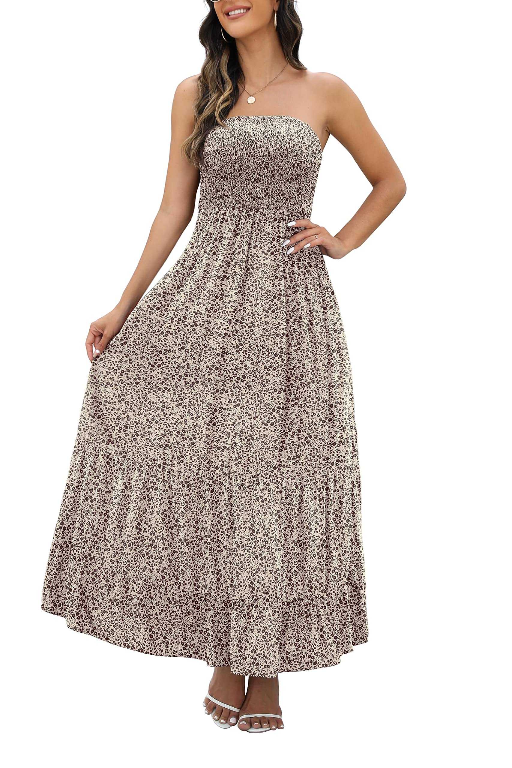 Womens Summer Strapless Long Maxi Dress Casual Tube Dress Floral |  Desertcart Barbados