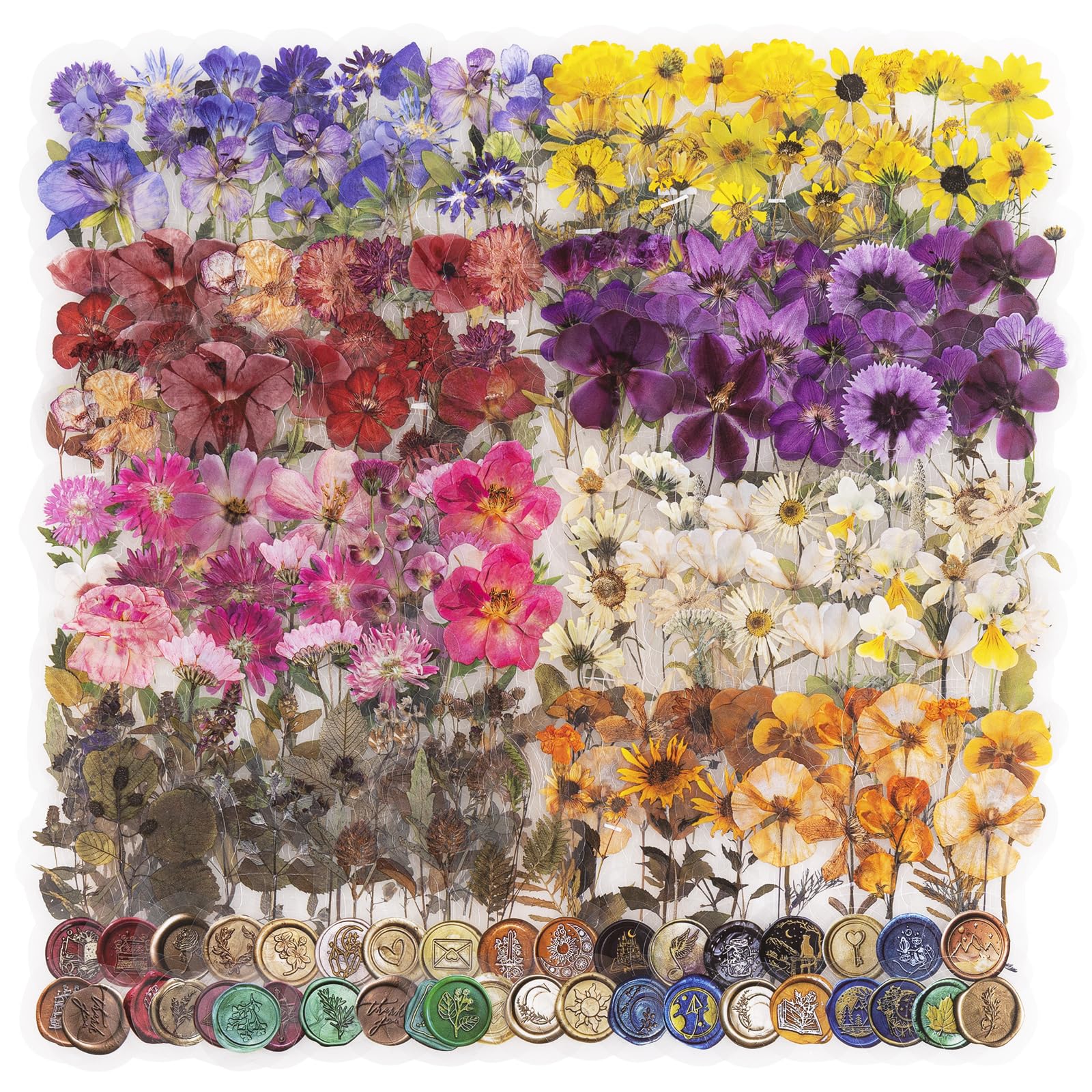 320PCS Pressed Flower Stickers for Scrapbook Supplies Pre-Cut