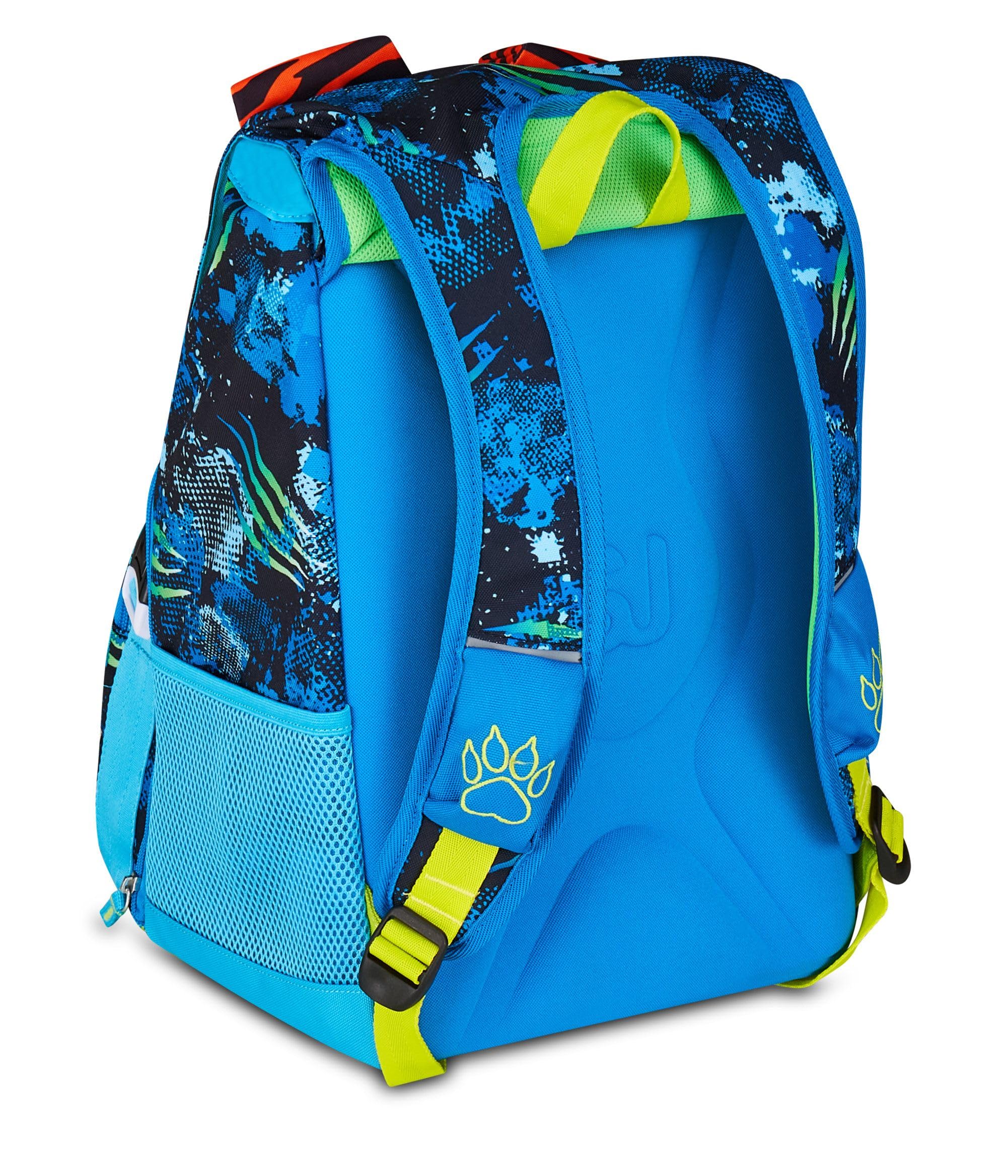 SJ GANG STYLE JAM GANG Zaino Scuola Estensibile Big, Blu, Zaino con Divisorio Interno, Tasca Superiore con Orecchie in Peluche, Tasca per Borraccia, 24 L, Zaino Scuola Elementare, Bambino