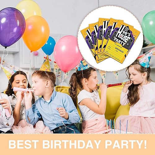 Miniatura 3 de LeFohLon Invitaciones de cumpleaños de la casa de los años 90, 20 tarjetas de invitación con sobres, invitaciones de fiesta de cumpleaños de adultos