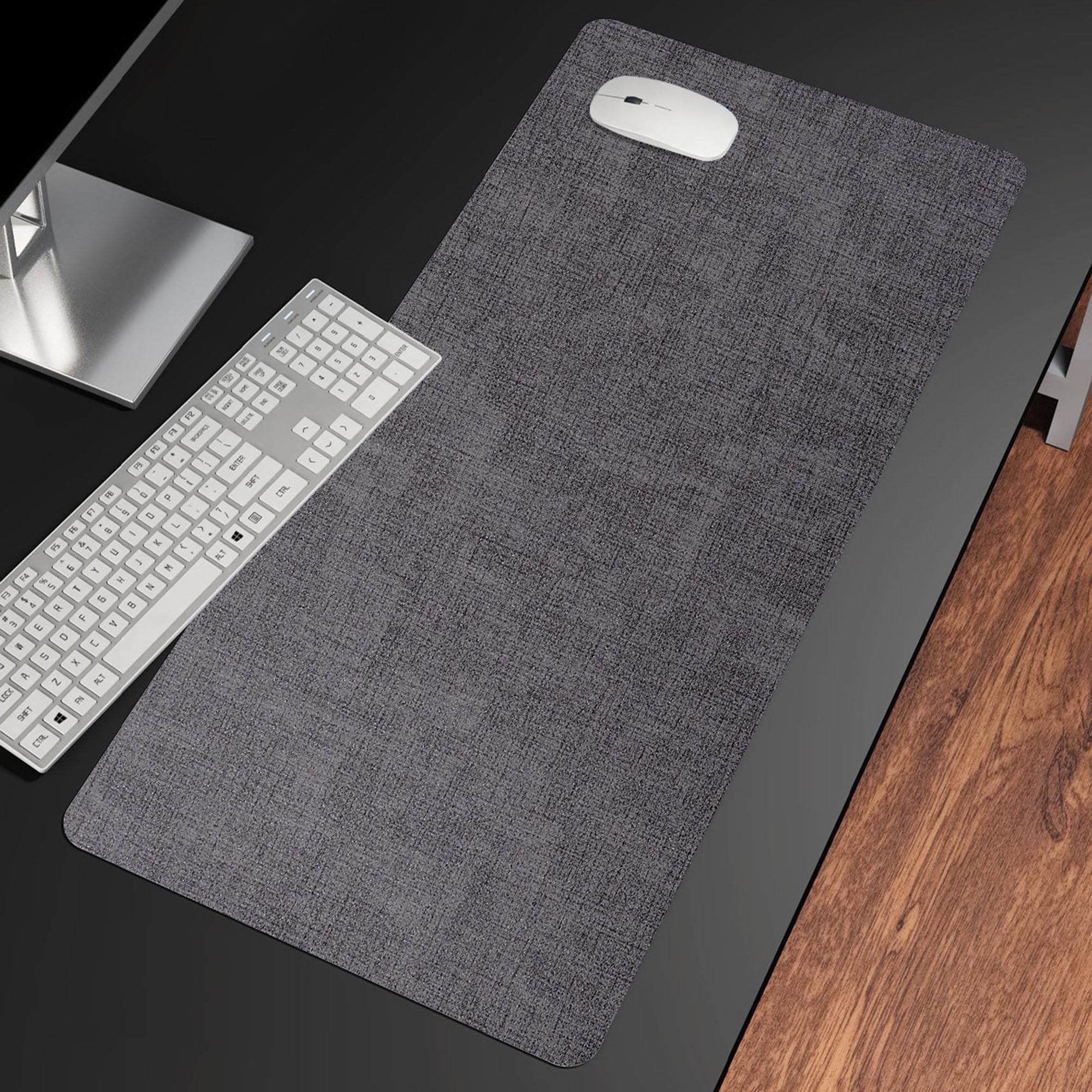 Keyboard Mouse Mat, Leather Desk Pad Protector, Writing Mat for Home and Office Accessories, Desk Protector Pad Laptop Mat Table Mat, Extended Mouse Pad (90 * 45cm,Dark Grey)