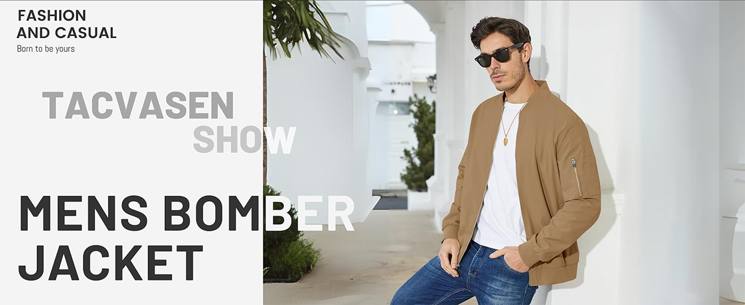 TACVASEN Blouson D'été Pour Homme, Veste Demi-saison, Veste D'aviateur