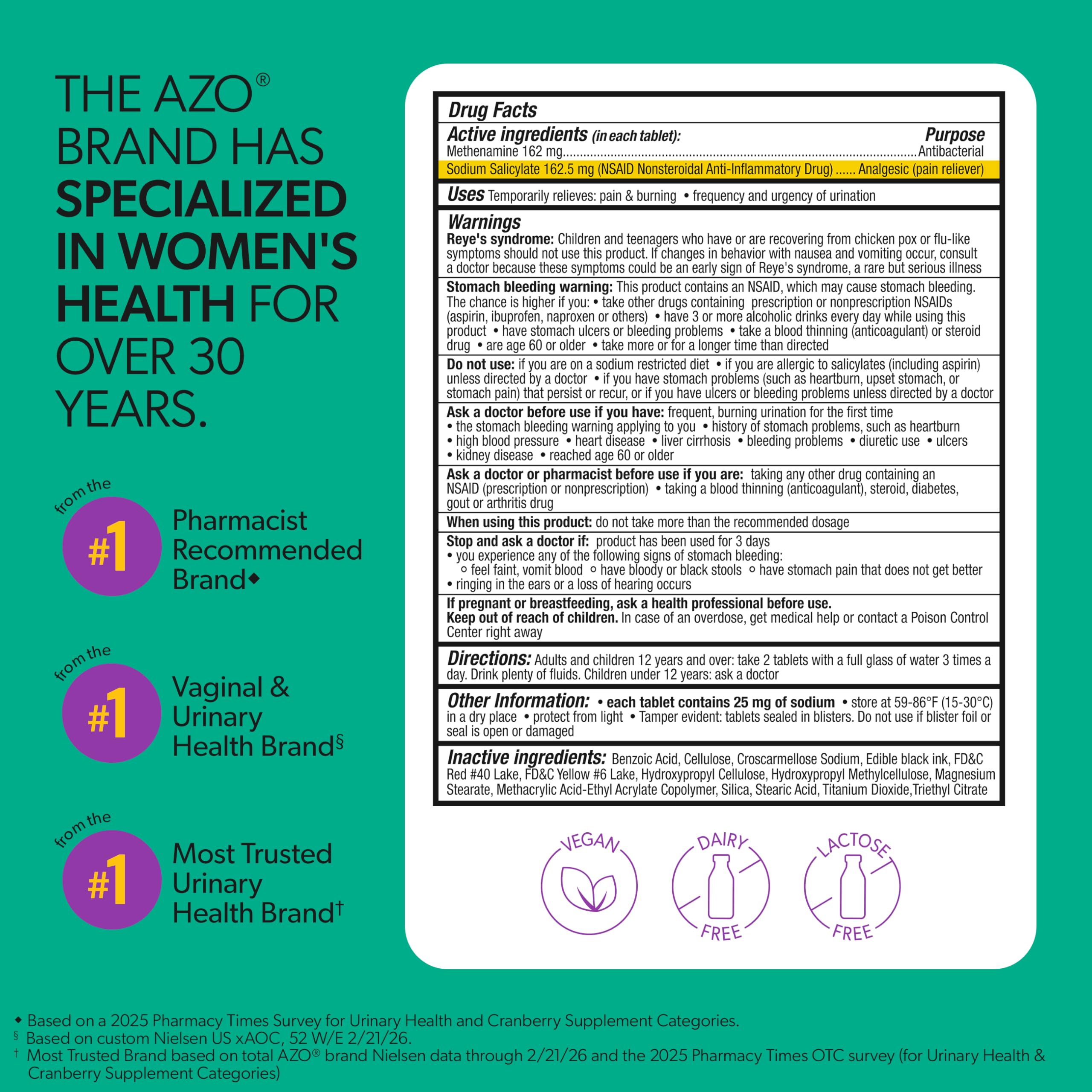 AZO Urinary Tract Defense Antibacterial Protection, 48 Tablets — Amazon image 6