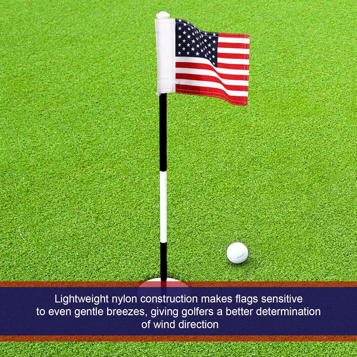 Oudain Golf Flag with Tube Inserted Waterproof Putting USA Golf Target Flag 420d Nylon Mini Pin for Yard Indoor Outdoor Veterans Day Patriotic Backyard Garden Portable, 8 x 6 Inch(6 Pcs)