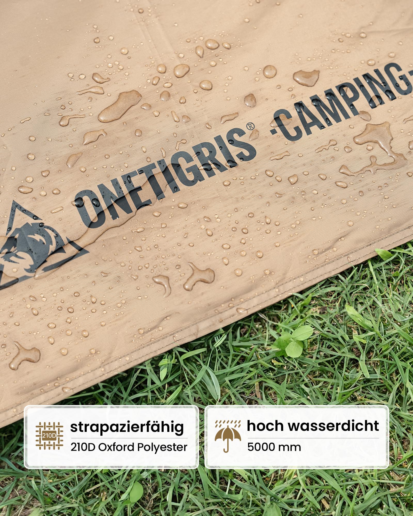 OneTigris Rock Fortress Zeltplane Camping Bodenplane für 6 Personen Mehrzweck Zeltunterlage wasserdicht 5000 mm mit Aufbewahrungstasche für Camping, Wandern und Picknick (Durchmesser 360 cm)