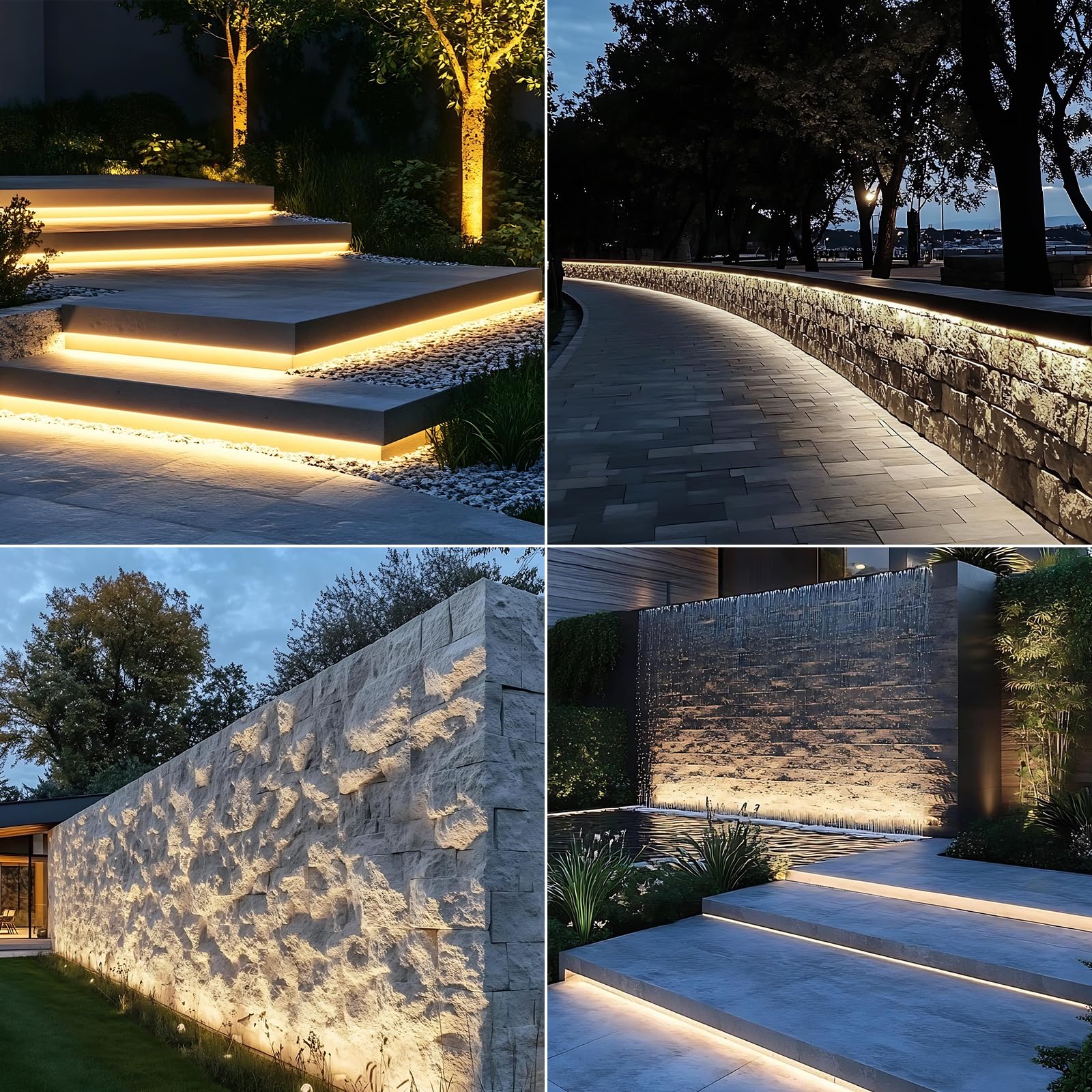 Shine Decor Luces flexibles de pared de 24 V, 16.4 pies, certificación UL, IP67, impermeable, lineal de 2700 K, blanco cálido para iluminación comercial al aire libre, edificios, bodas, iluminación de