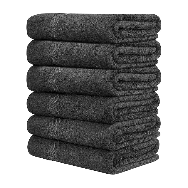 Hotel Spa 100 Cotton Bath Towels Pack of 6 Ultra Soft Quick Dry Lightweight Highly Absorbent Perfect for