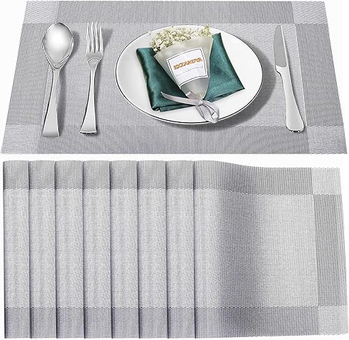 Miniatura 23 de Juego de 6 manteles individuales, lavables, resistentes al calor y a las manchas para interiores y exteriores, manteles individuales de vinilo Negro