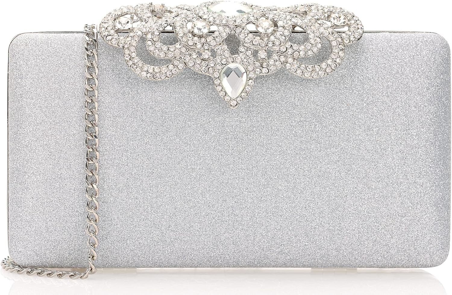 Dexmay Rhinestone Clutch Bag with Crystal Crown Clasp Women Evening Handbag Formal Party Purse