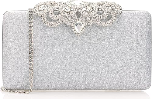 Dexmay - Bolso de mano con diamantes de imitación y cierre de corona de cristal, bolso de noche para mujer, bolso formal para fiesta