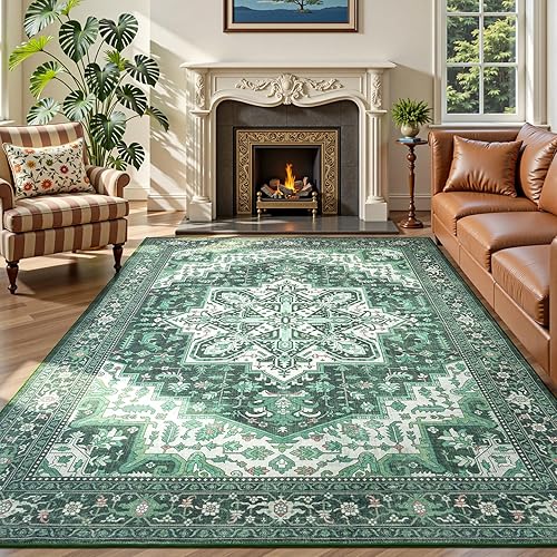 Miniatura 42 de Rugflix Alfombras de área de 8 x 10 pies para sala de estar, alfombra grande lavable, resistente a las manchas, pelo bajo, alfombra oscura moderna