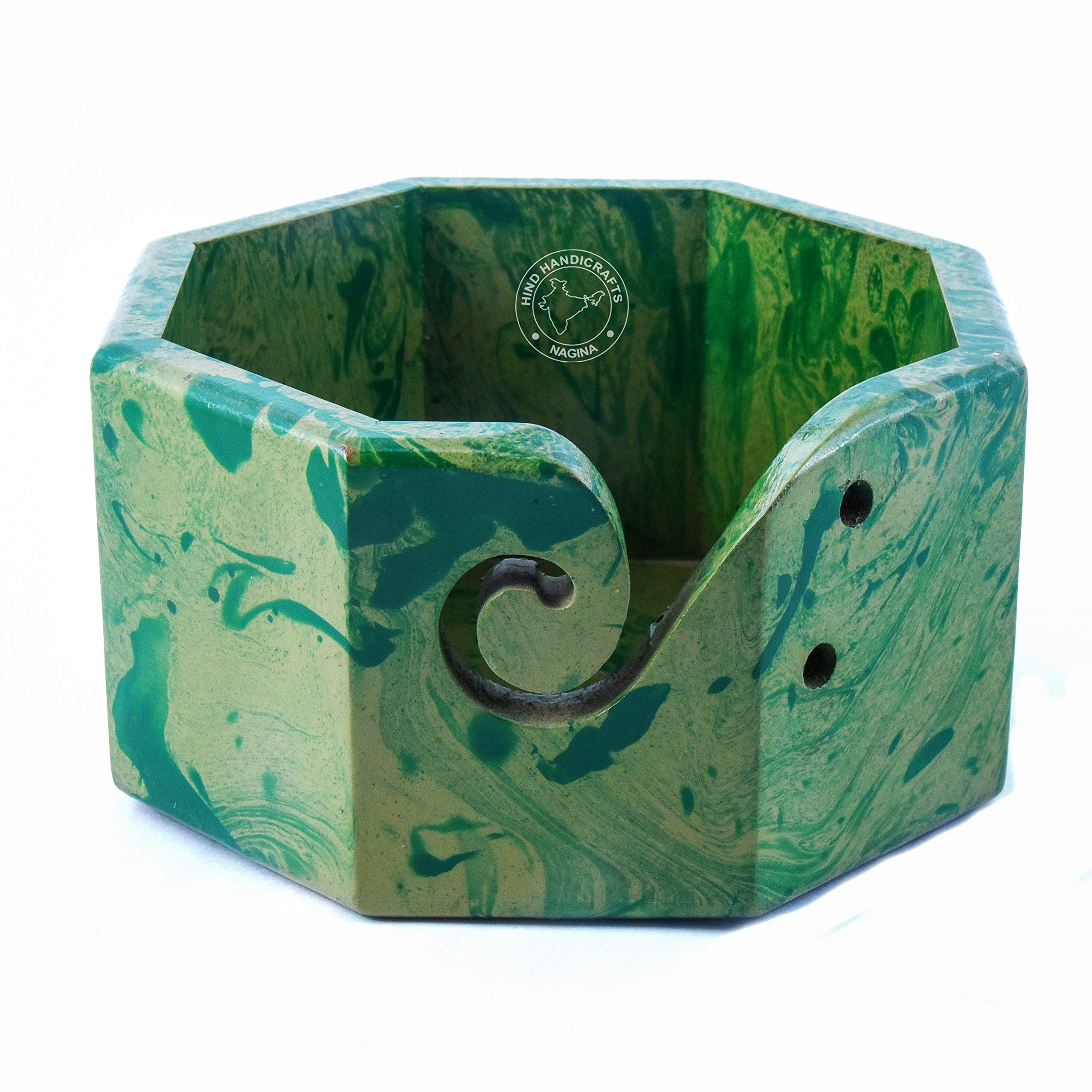 Bol en bois massif foncé Hind Handicrafts pour tricot et crochet de luxe