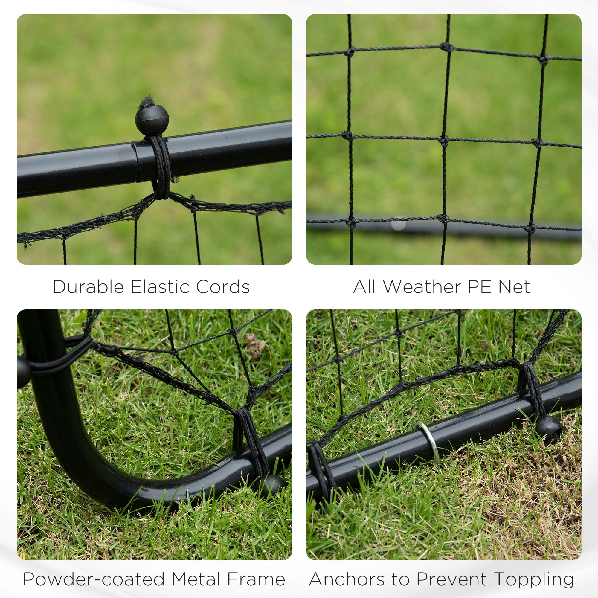 HOMCOM - Rebote para fútbol, red de rebote, tubo de metal con tejido de polietileno, pared de rebote para béisbol, baloncesto, portería de fútbol para jóvenes entrenamiento, 96 x 80 x 96 cm