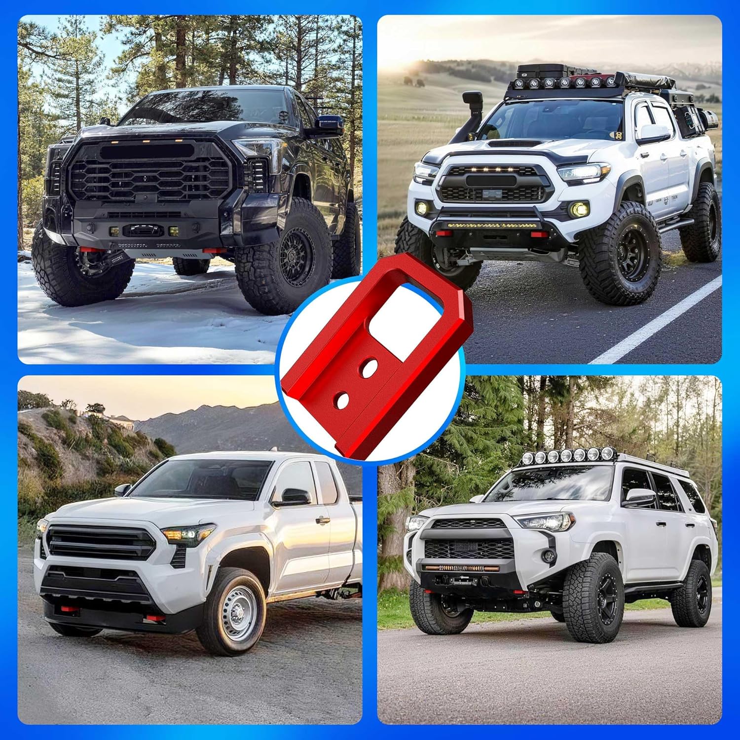 MICTUNING Upgraded Front Tow Hooks, Premium Aluminum with Stylish High-Appearance, Perfect Compatible with Tacoma 2024-2026/4Runner 2025-2026/Land Cruiser 250 2024-2025(Red)