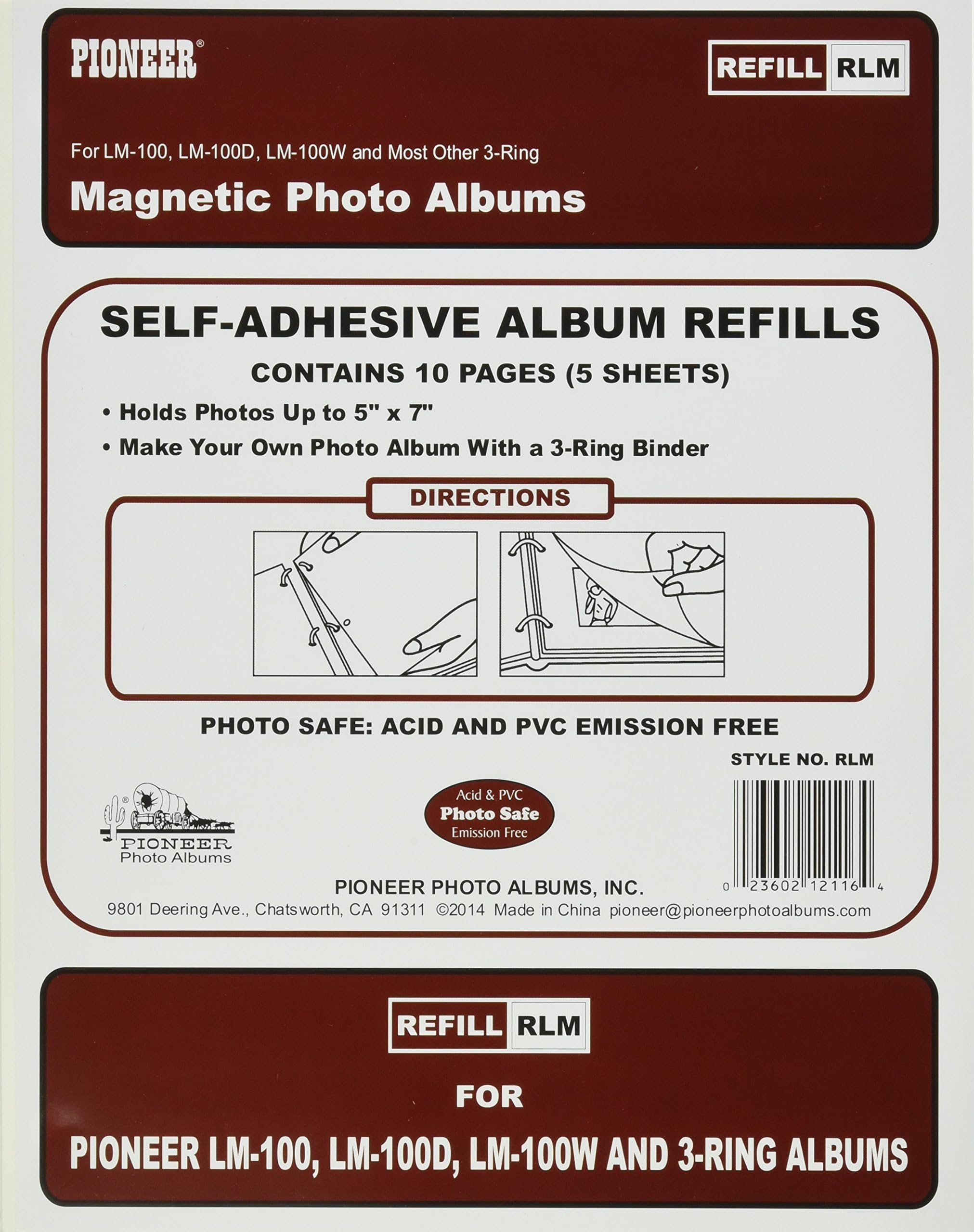Refill Pages for LM-100, LM-100D and LM-100W Photo Albums, 10 Pages (5 Sheets), White Backing
