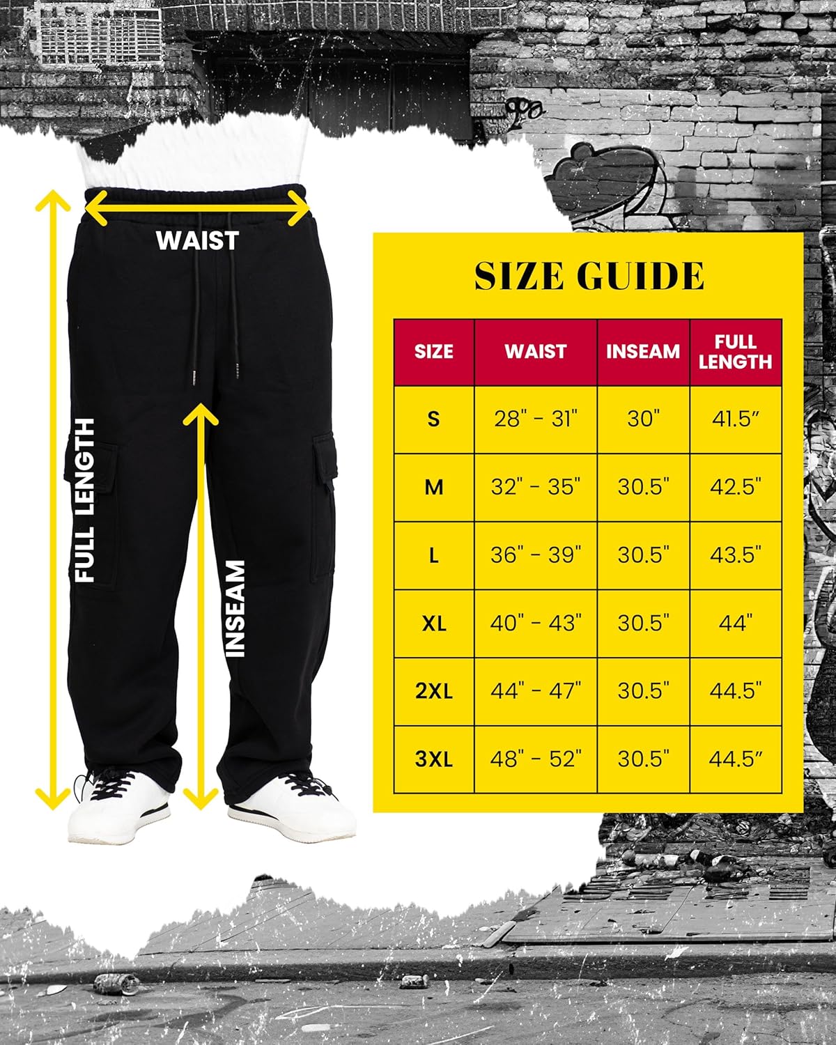 FB County Cargo Sweatpants - Loose Fit Cotton Polyester Heavyweight Fleece Cargo Pants with Flap & Utility Pockets