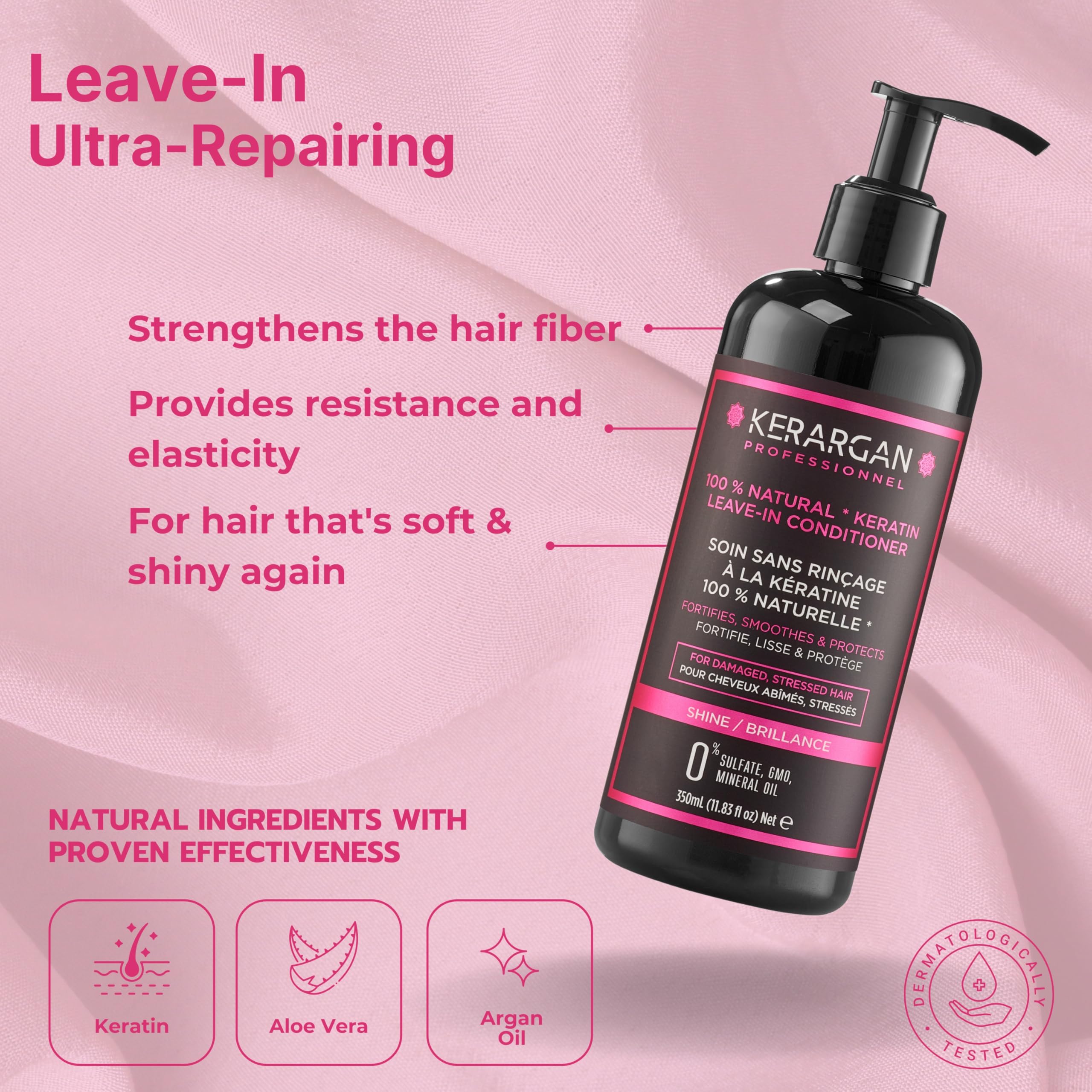 Kerargan, Shampoo and Leave-In Treatment Duo with Keratin for Damaged and Stressed Hair, Strengthens, Smooths, and Protects - Image 4