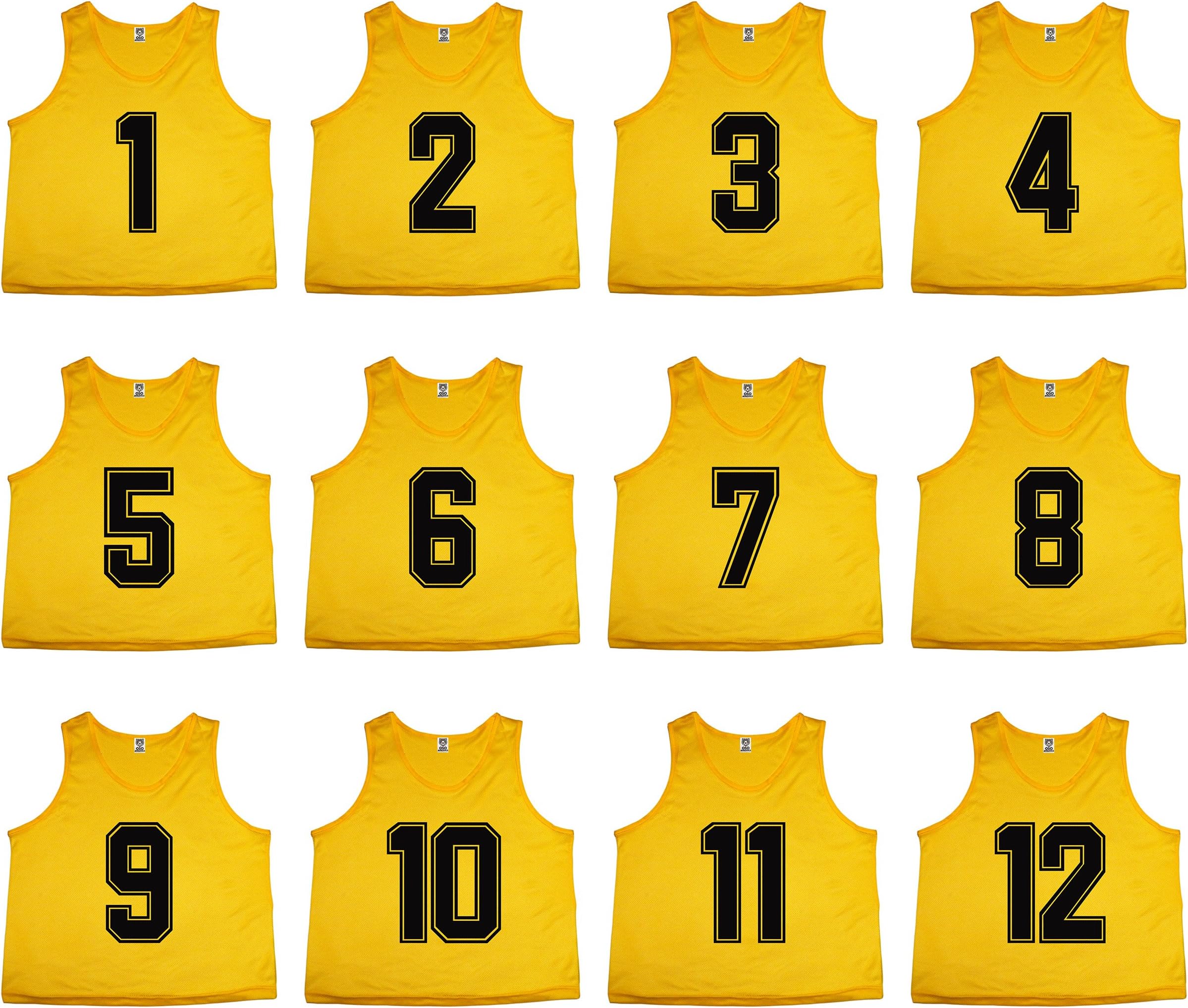 Sets of 12 (1-12, 13-24, 25-36, 37-48) Premium Polyester Mesh Numbered Jerseys Pinnies