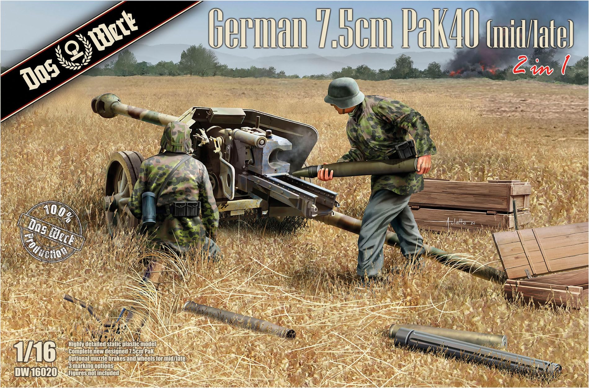 Das Werk 16020 German 7.5cm Pak40 (Mid/Late) 2-in-1 1:16 Model Kit