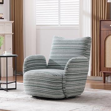 Modern Boucle Upholstered Accent Swivel Barrel Chair,Leisure Club Lounge Chair with Sand-Rimmed Fabric and Metal Bracket for Living Room, Bedroom, Home Office Mint Green Boucle