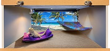 Reptile Habitat Background, Tropical Beach and Palm Trees, 15.75 x 36