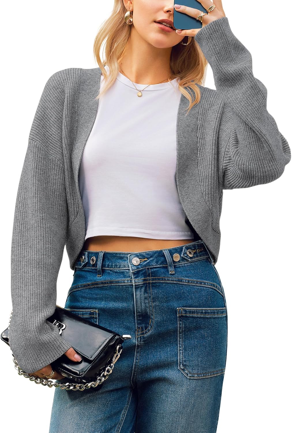 Arach&Cloz Women's Wool Blend Sweaters Cropped Cardigan Bolero Shrug for Dresses