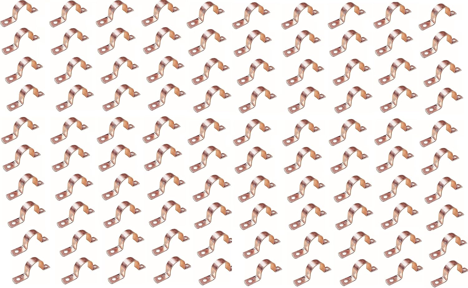 EZ-FLUID Plumbing (100 Pcs) 1/2" Copper Pipe Strap Clamp with Two Holes, Made of Real Copper LF Pressure Pipe Fitting for Residential,Commercial.