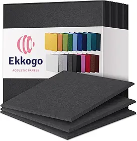 Painéis Acústicos Ekkogo Pacote com 12 Painéis de Parede Insonorizados 12''X12''X0.4'' Painéis de Som de Alta Densidade Amortecedores de Som - [Quadrado Cinza Escuro]