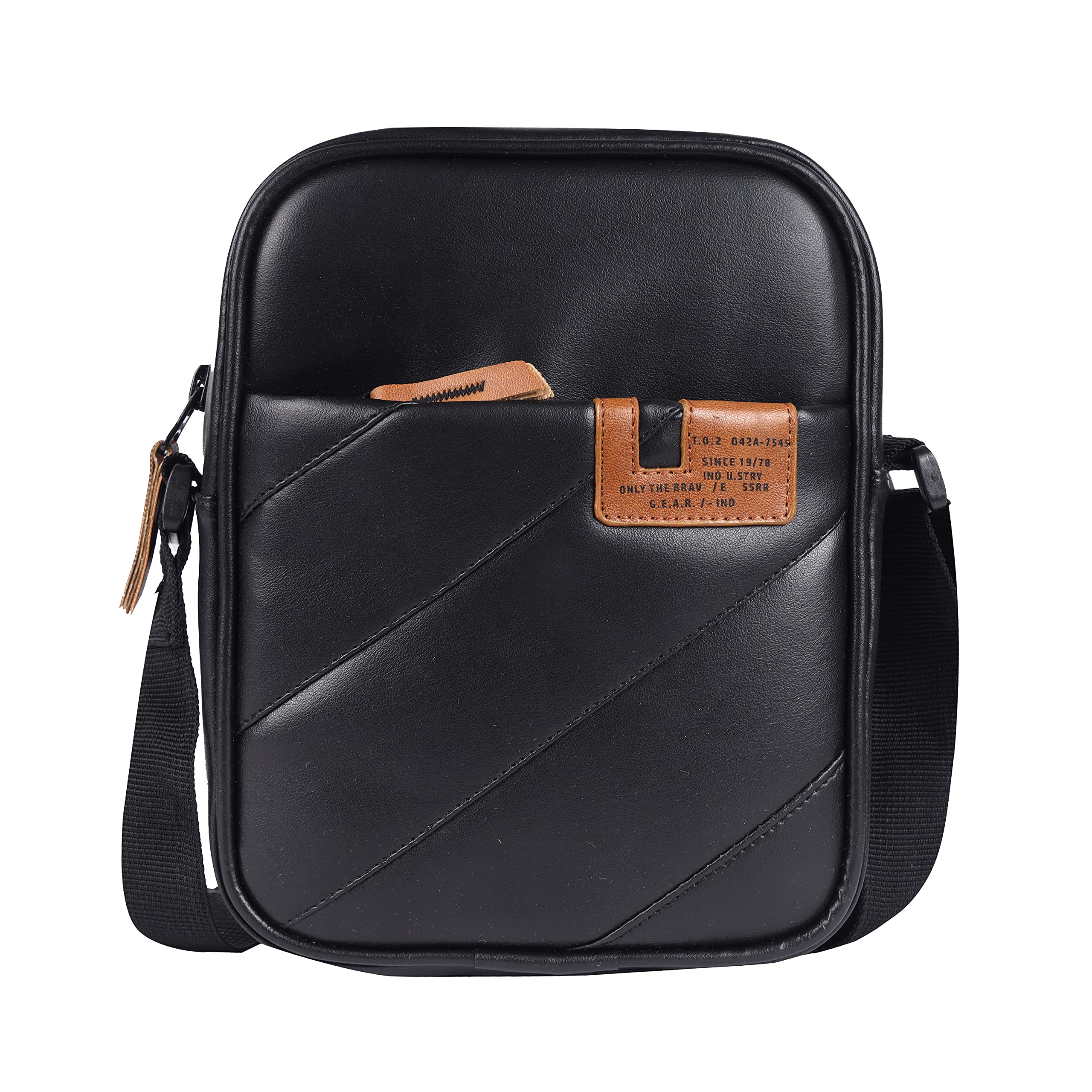 Pleat Faux-Leather Messenger Sling Bag (Black) (MSGPLEAT00101)-image-31