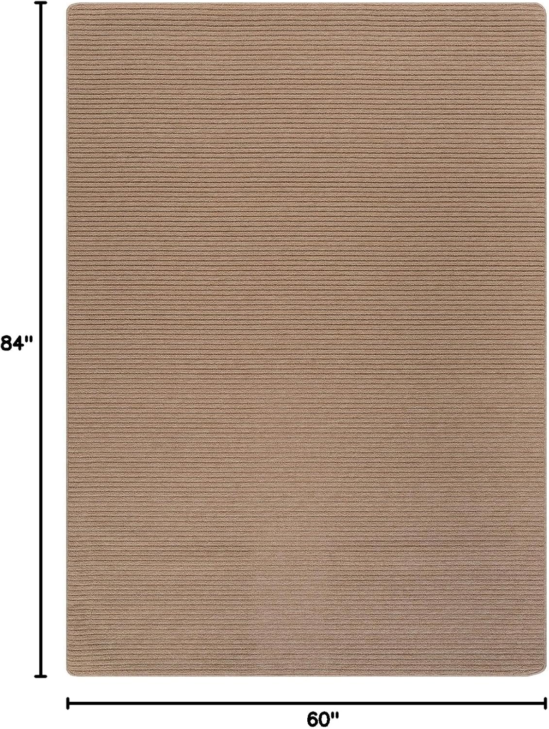 Beverly Rug Non-Slip Modern Rug 5x7 Solid Traditional Rubber Backing Machine Washable Soft Thin Indoor Area Rugs for Living Room Stain Resistant Non Shedding Casual Carpet (5 x 7 Beige)