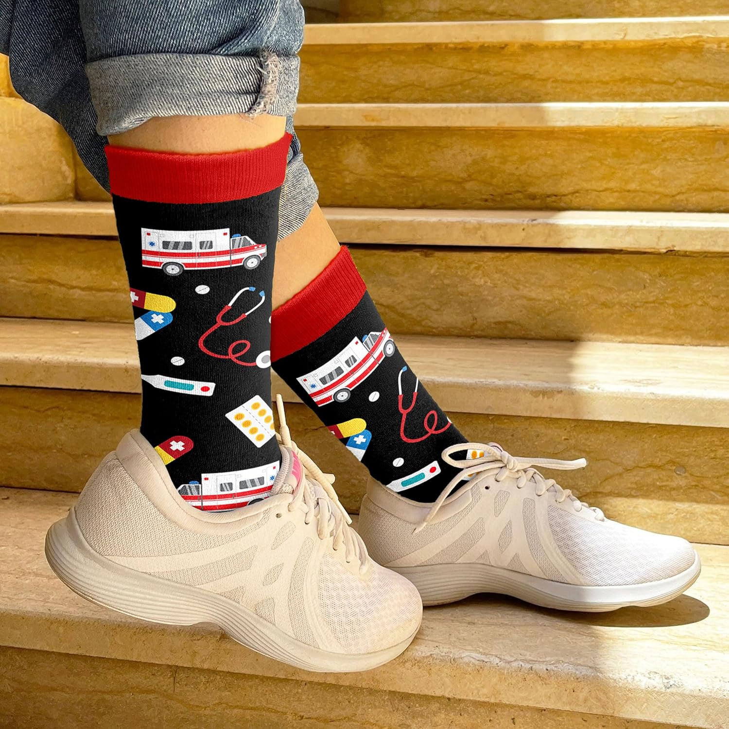 VICRAZY EMT Gifts - Cool Paramedic Socks for Men, Gift for EMS Workers, Unique and Thoughtful Gift for EMS Women, Warm and Comfortable EMT Socks Ideal for Paramedics - Image 5