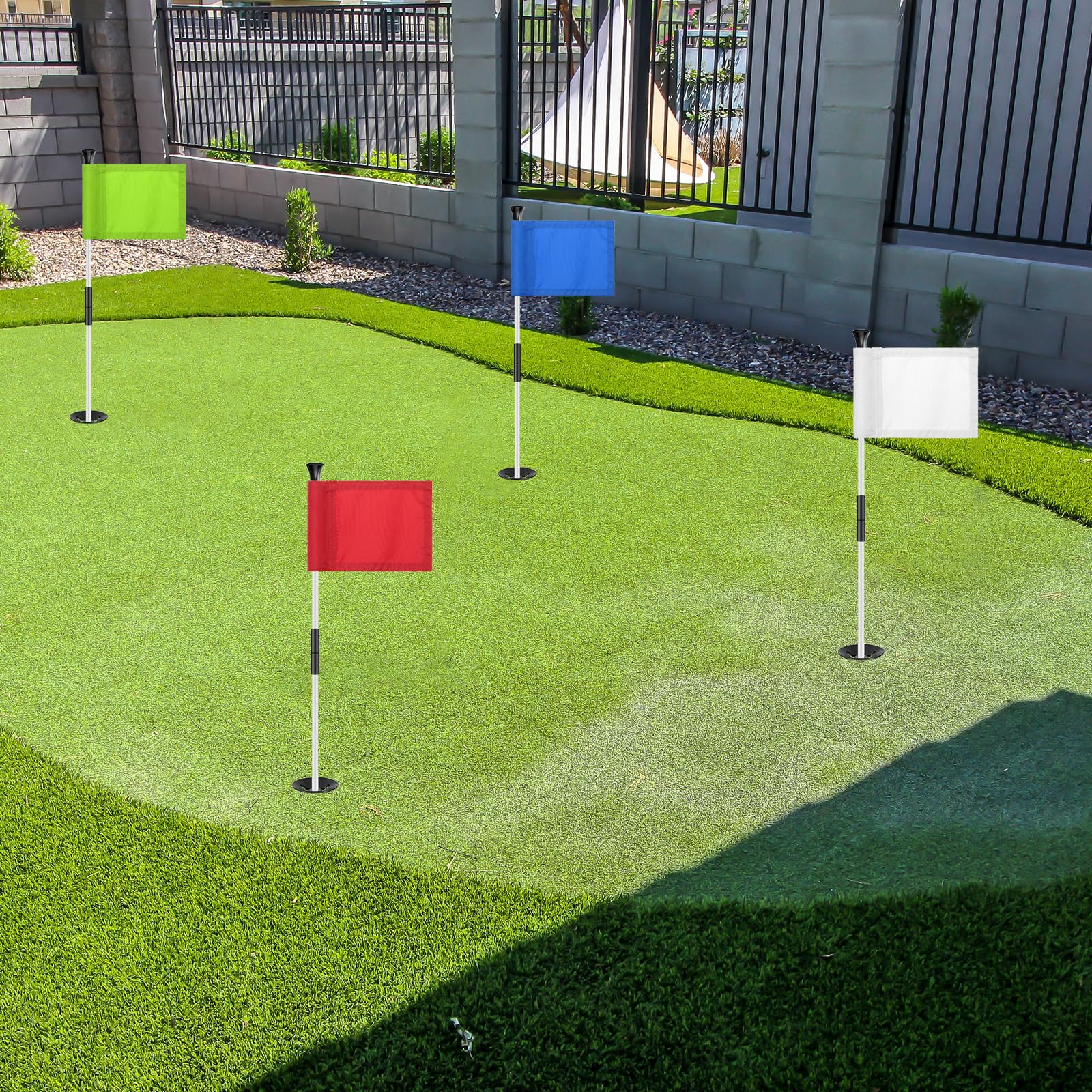 PATIKIL Banderín De Golf De 7 x 5 Pulgadas, 6 Piezas De 420D Nylon Mini Banderines Para Jardín Portátiles Con Tubo Insertado Para Exterior Interior Patio Trasero Jardín, Verde