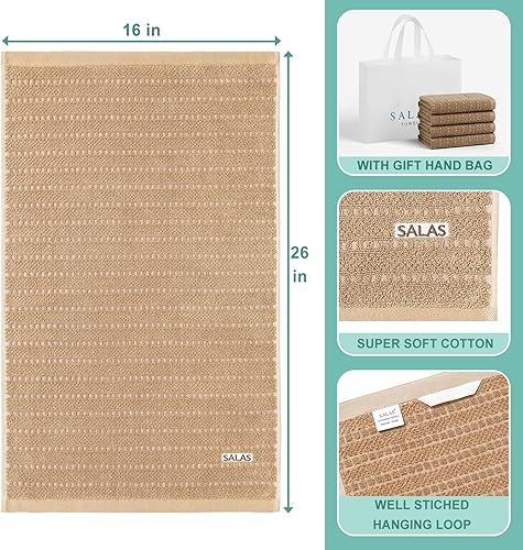 Miniatura 2 de SALAS Toallas de cocina para cocina, toallas de mano de algodón a granel, paños de cocina a cuadros de 390 GMS para secar platos con lazo para 4