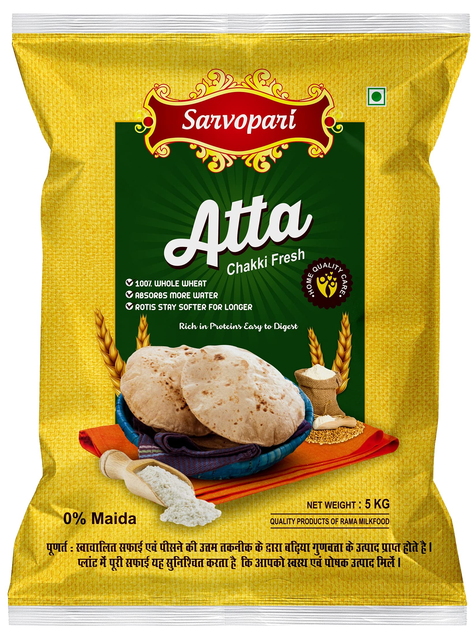 Buy Sarvopari Superior and Premium Quality Chakki Fresh Atta 100 Atta