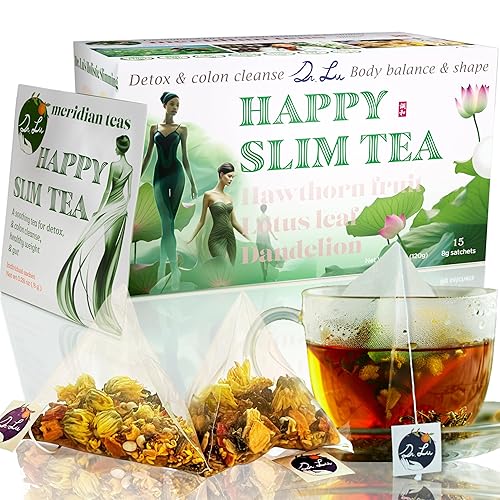 Dr. Lu 's Happy Slim Tea  Té de desintoxicación 100% natural para equilibrio y forma corporal  Té de limpieza de colon para hinchazón y digestión