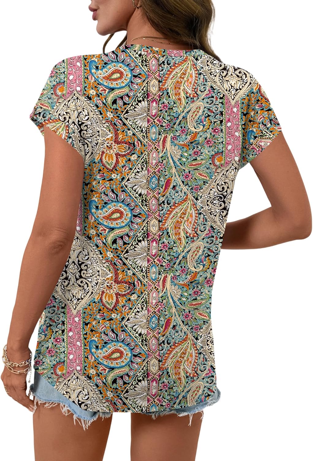 LOMON Womens Summer Tops Short Sleeve Shirts Cap Sleeve Tops Crew Neck Cute Trendy Tunic Blouses Dressy Casual Outfits 2026 - Image 6