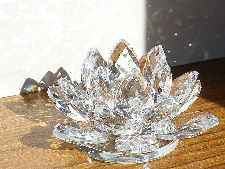Amazon.co.jp: [KKD] クリスタル ガラス 置物 カラフル 蓮の花