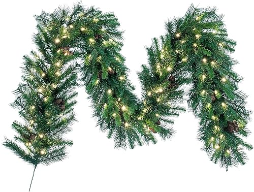 Vickerman Guirnalda de Navidad artificial Cheyenne de 50 pies, luces LED blancas cálidas, guirnalda de Navidad sintética, decoración de temporada