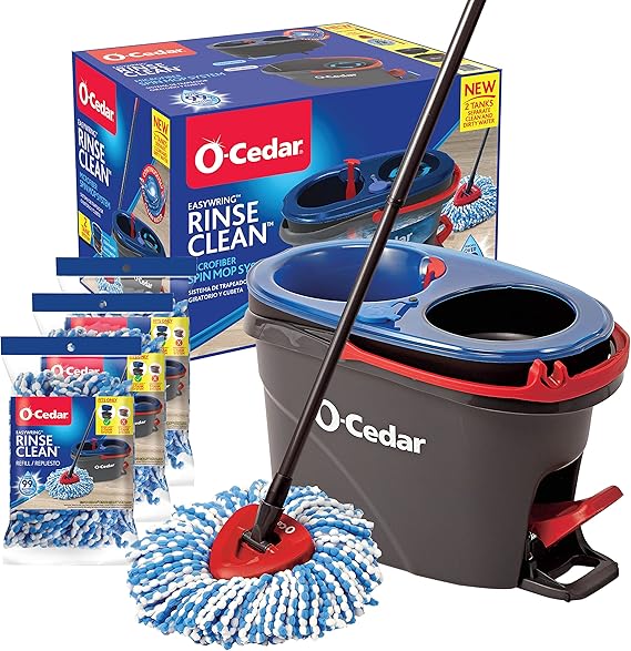 OCedar EasyWring RinseClean Microfiber Spin Mop & Bucket Floor